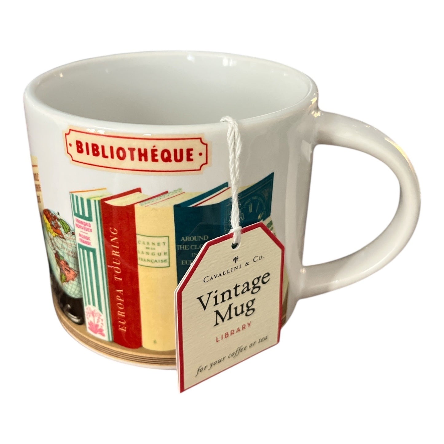 Cavallini & Co Library Vintage Mug Bibliotheque Books Coffee Tea Cup With Box