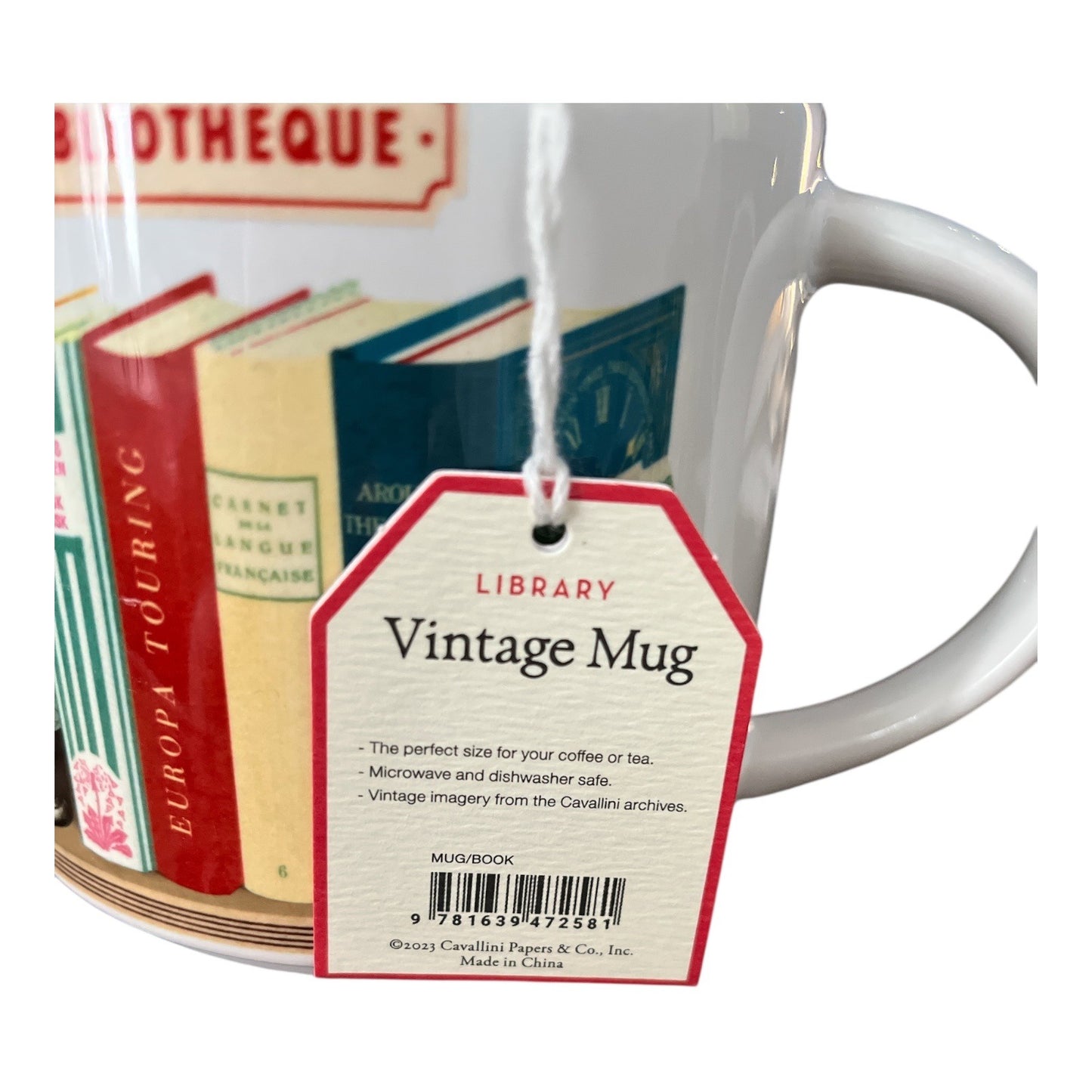 Cavallini & Co Library Vintage Mug Bibliotheque Books Coffee Tea Cup With Box