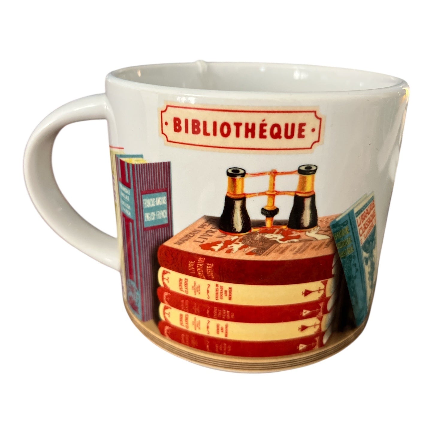 Cavallini & Co Library Vintage Mug Bibliotheque Books Coffee Tea Cup With Box