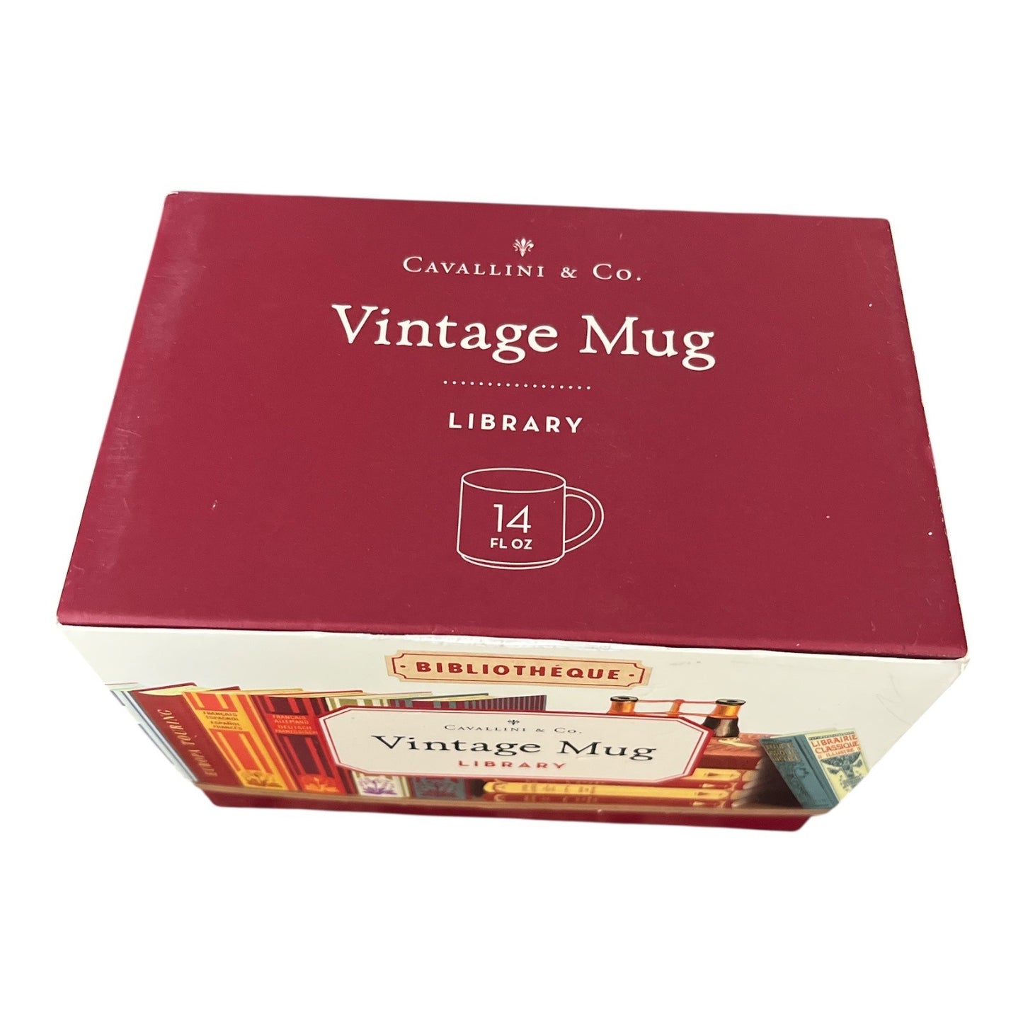 Cavallini & Co Library Vintage Mug Bibliotheque Books Coffee Tea Cup With Box