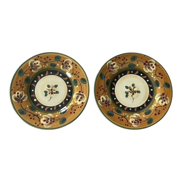 VTG Corsica Home Brigette Handcrafted Rimmed Soup / Pasta Bowls Set of 2