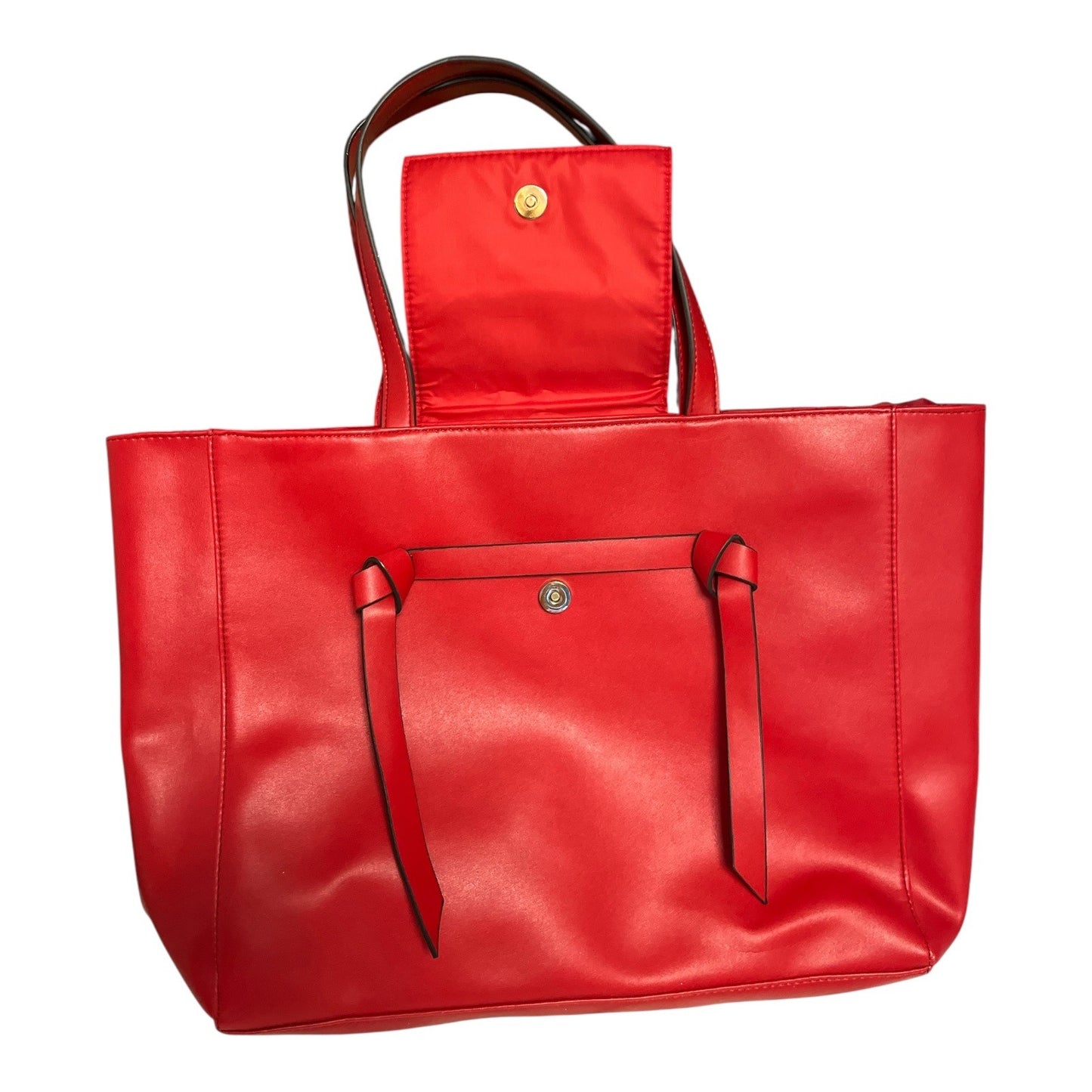 Elizabeth Arden Red Faux Leather Tote Bag – 19x12x4 – Double Handles – 8” Drop – Early 2020s