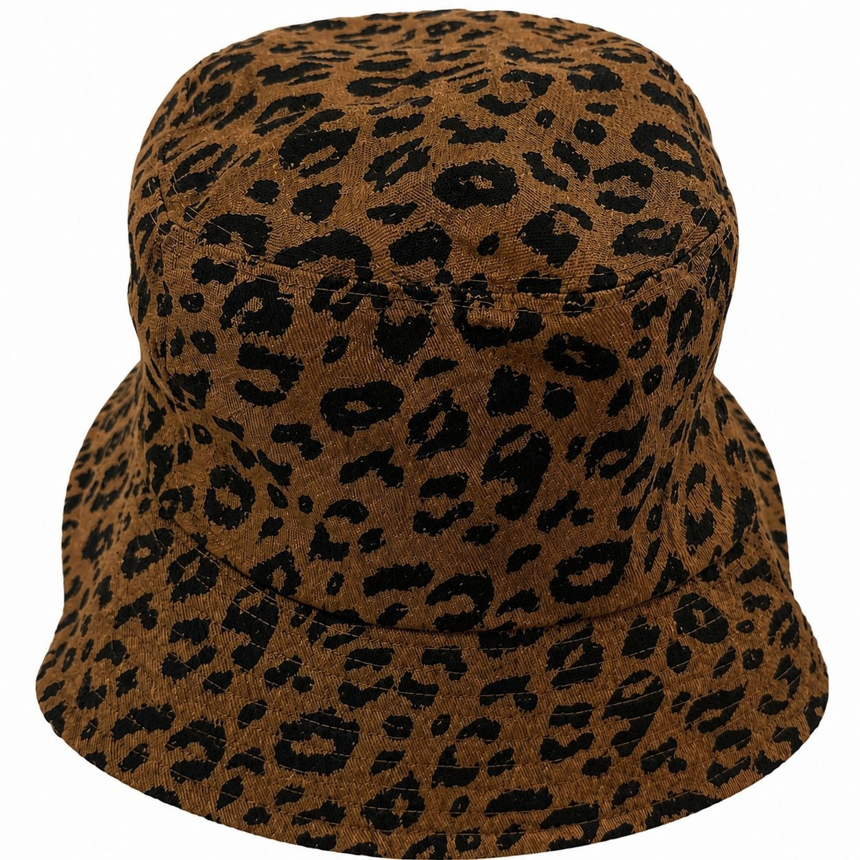 David & Young Leopard Print Bucket Hat Brown Black Cotton One Size 22" Circumference