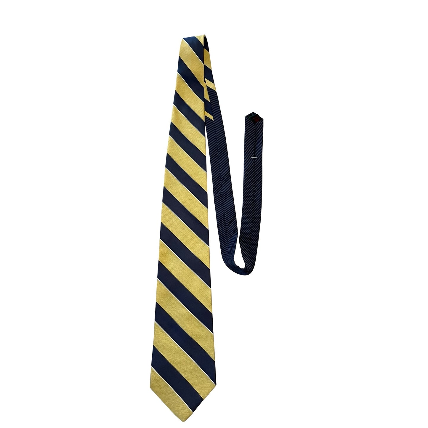 Tommy Hilfiger Silk Tie Navy Gold Striped Classic Mens Necktie