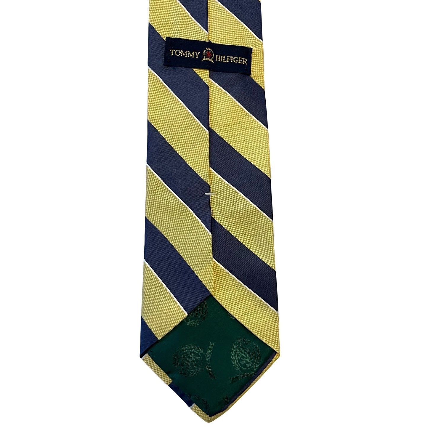 Tommy Hilfiger Silk Tie Navy Gold Striped Classic Mens Necktie