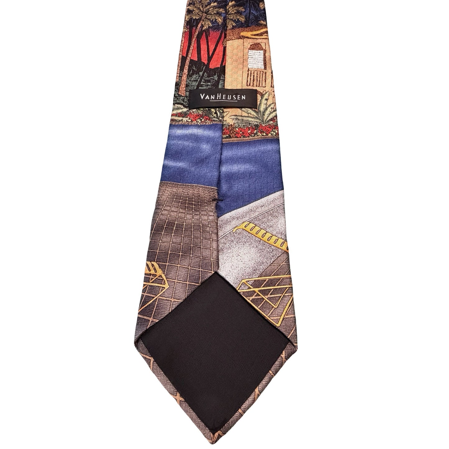 Van Heusen Silk Tie Tropical Beach Scene Palm Trees Sunset Novelty Neck Tie