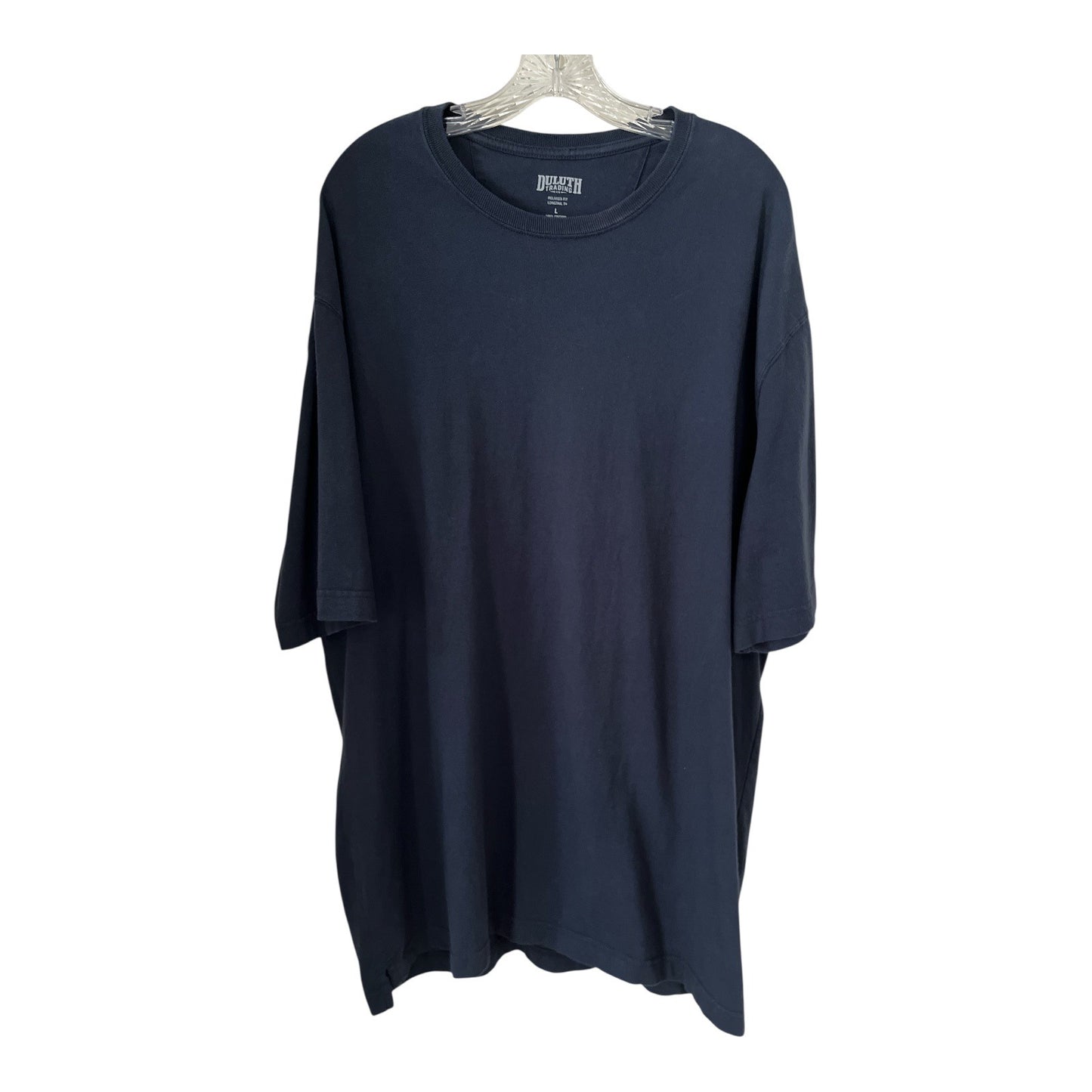 Duluth Trading Co Relaxed Fit Longtail T Navy Blue Cotton T Shirt Mens L 3/4 Sleeve