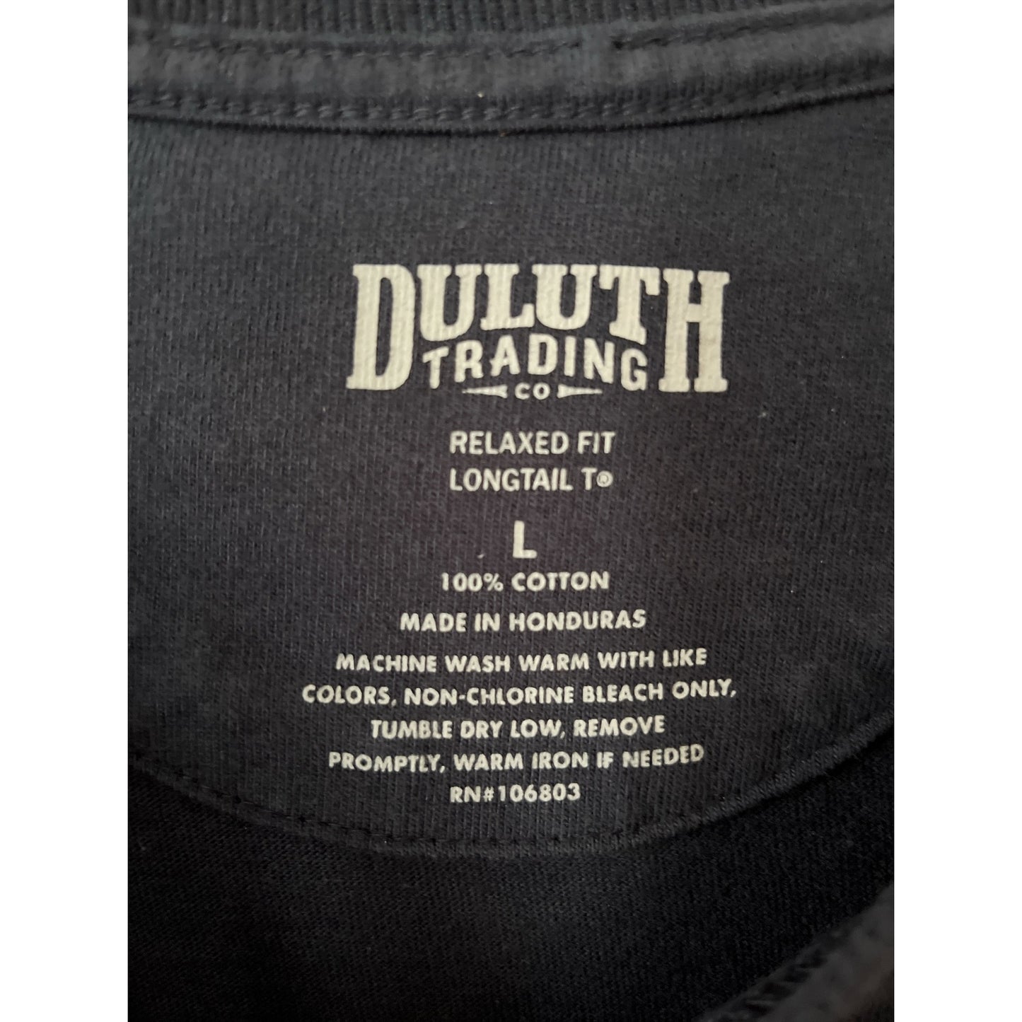 Duluth Trading Co Relaxed Fit Longtail T Navy Blue Cotton T Shirt Mens L 3/4 Sleeve