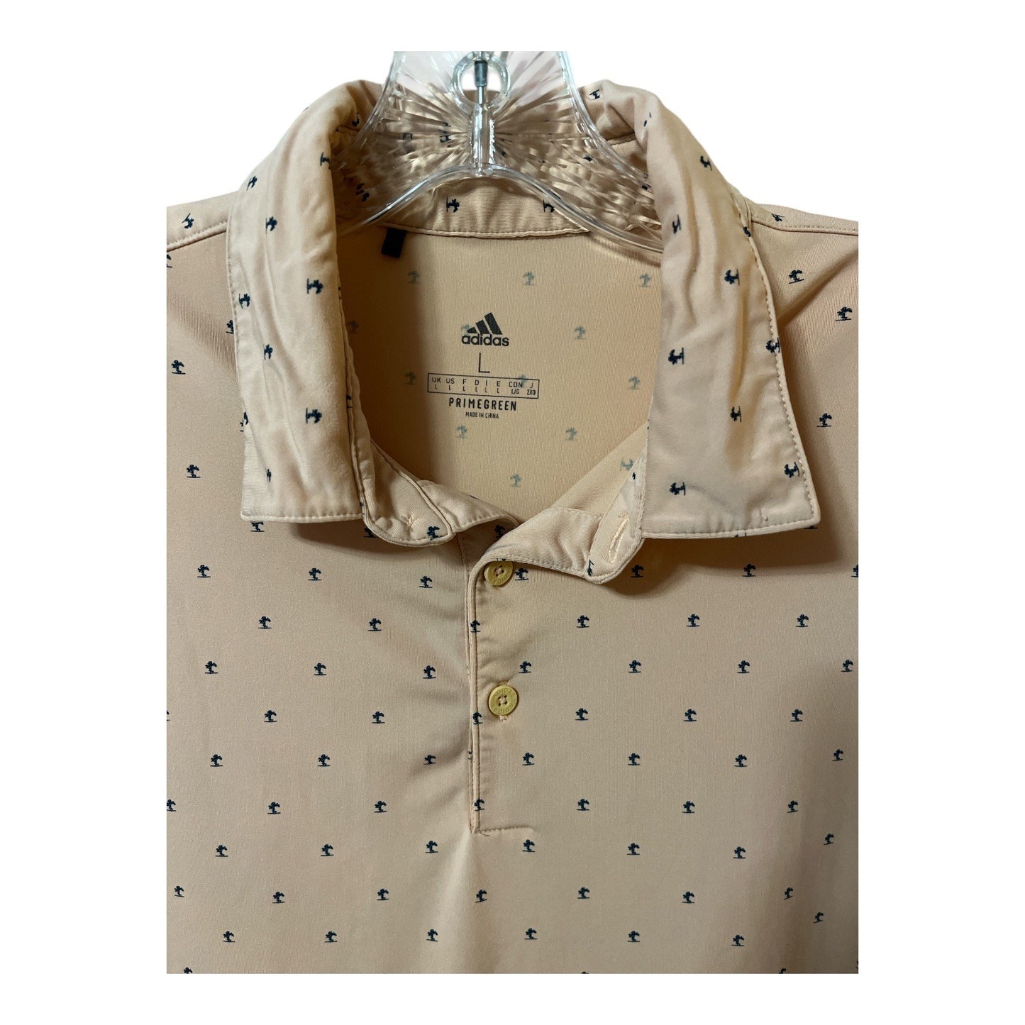 Adidas Primegreen Performance Polo Shirt Peach Micro Print Men’s Large