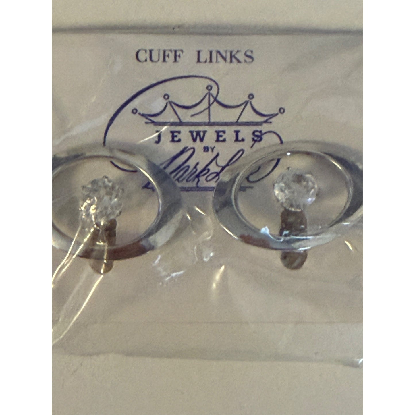 Vintage Park Lane Silver Tone Oval Clear Rhinestone Cuff Links Original Kapok Tree Gift Box