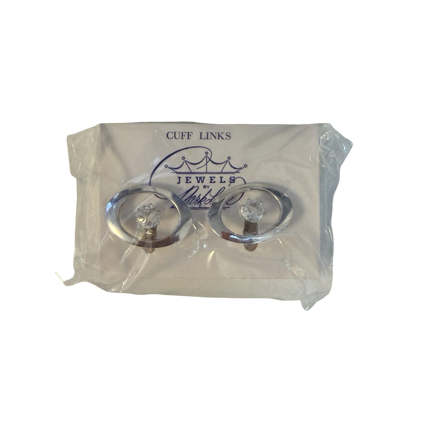 Vintage Park Lane Silver Tone Oval Clear Rhinestone Cuff Links Original Kapok Tree Gift Box