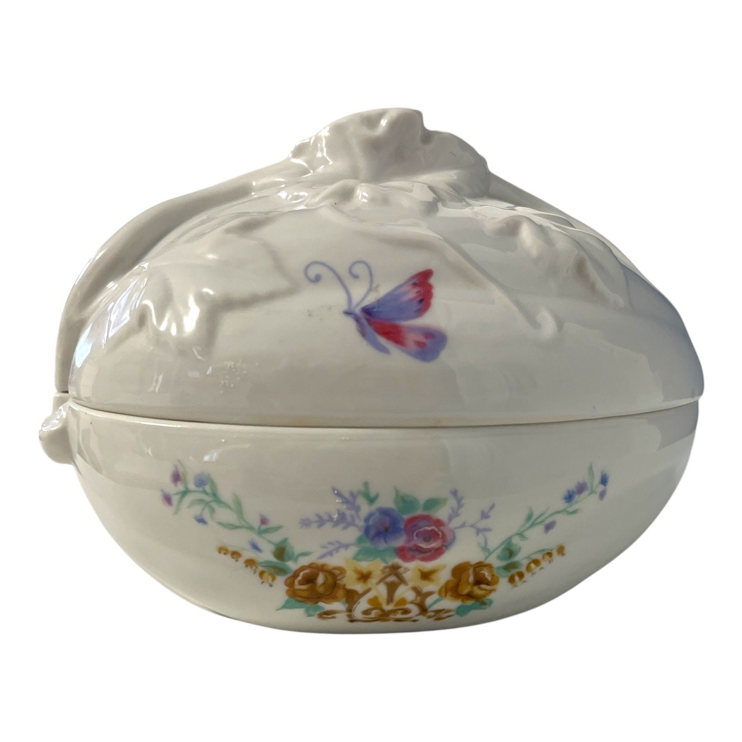 Vintage Charles Revson Ciara Porcelain Trinket Dish – Made in Japan – Butterfly Floral Design