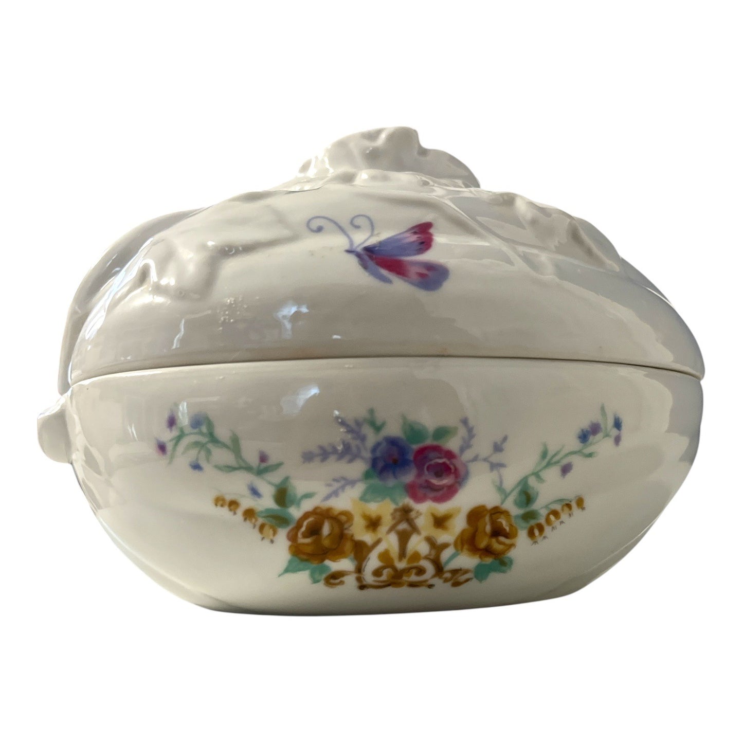 Vintage Charles Revson Ciara Porcelain Trinket Dish – Made in Japan – Butterfly Floral Design