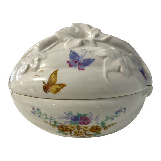 Vintage Charles Revson Ciara Porcelain Trinket Dish – Made in Japan – Butterfly Floral Design