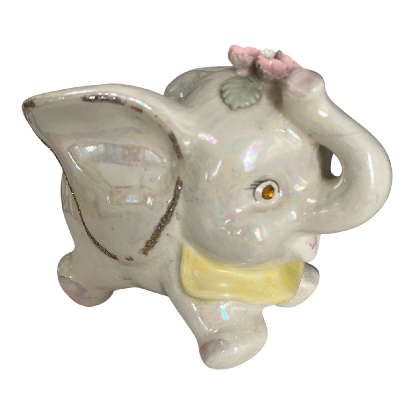 Vintage Elephant Bank – Lustreware Ceramic with Flowers – Essay New York 620M