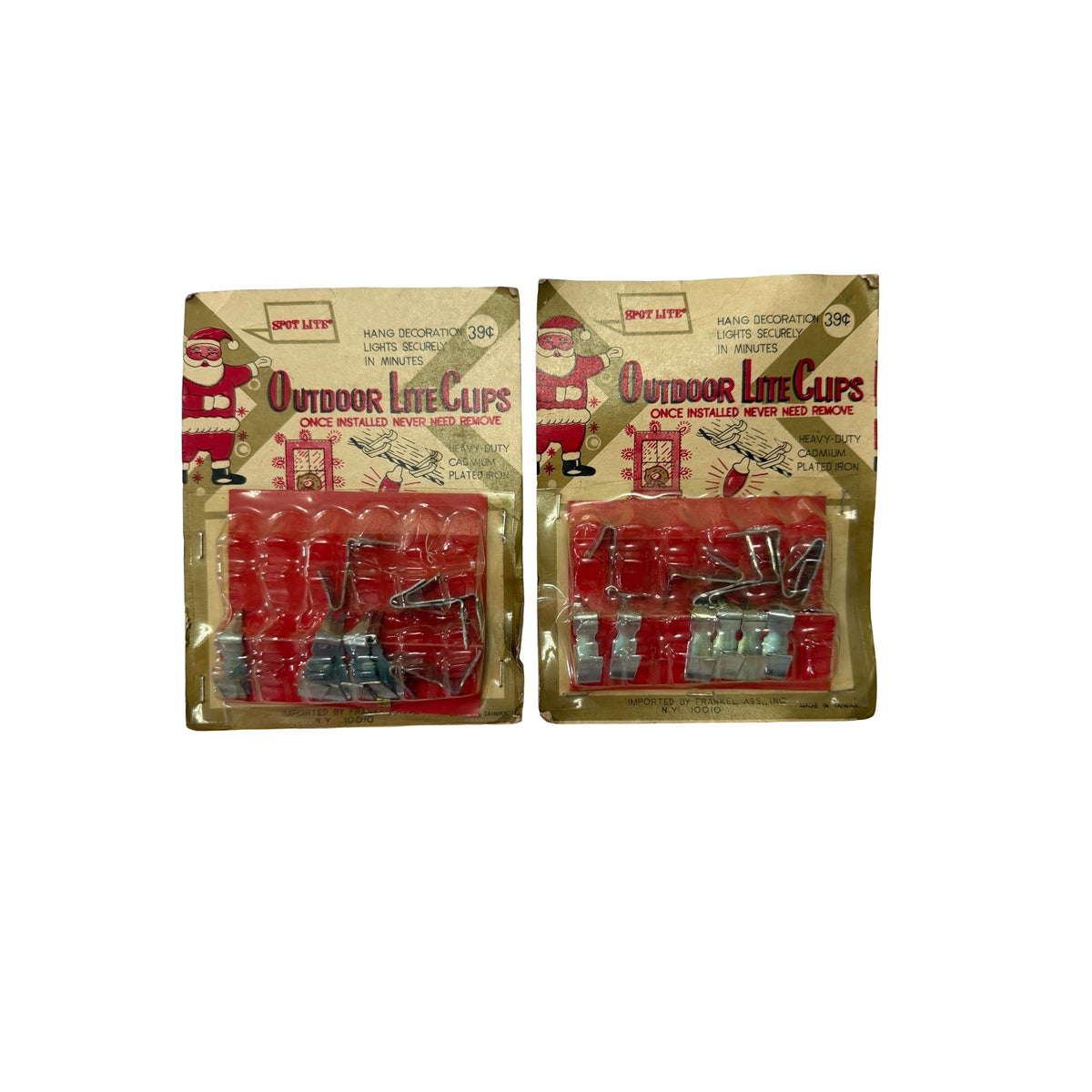Vintage Spot Lite Outdoor Christmas Light Clips Santa NOS 2 Packs 1960s 1970s