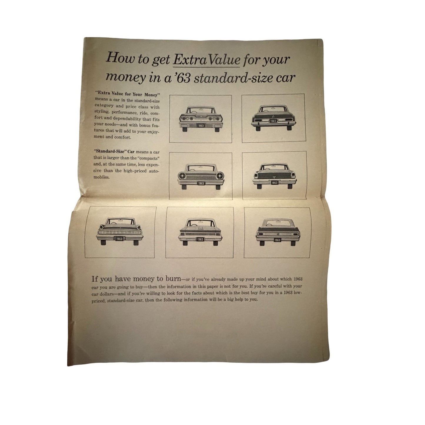 1963 Dodge Full Size Car Comparison Sales Brochure Extra Value Chrysler Dealer Advertising