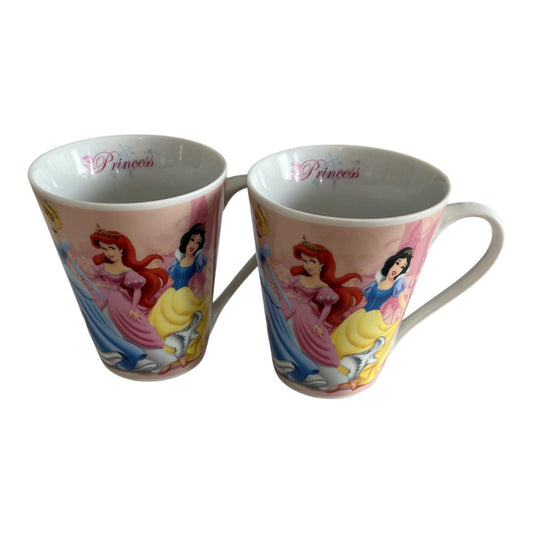 Disney Princess Ceramic Mug Set of 2 – Ariel, Snow White, Cinderella, Belle, Aurora, Jasmine