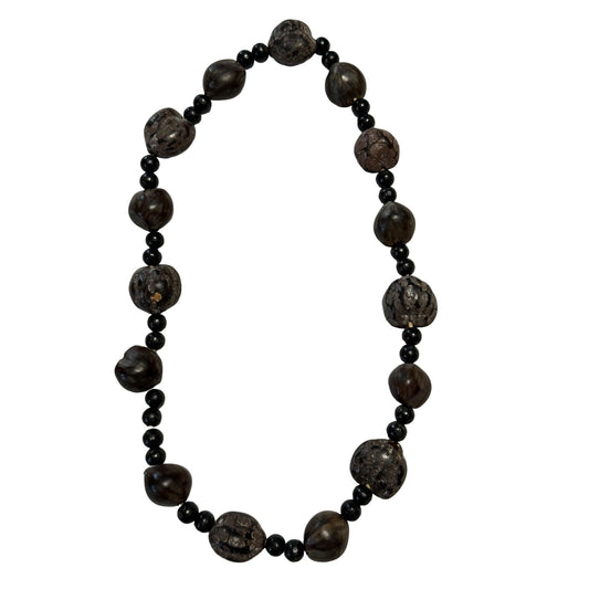 Vintage Natural Seed Pod Nut Bead Necklace 22 Inch Boho Organic Lightweight