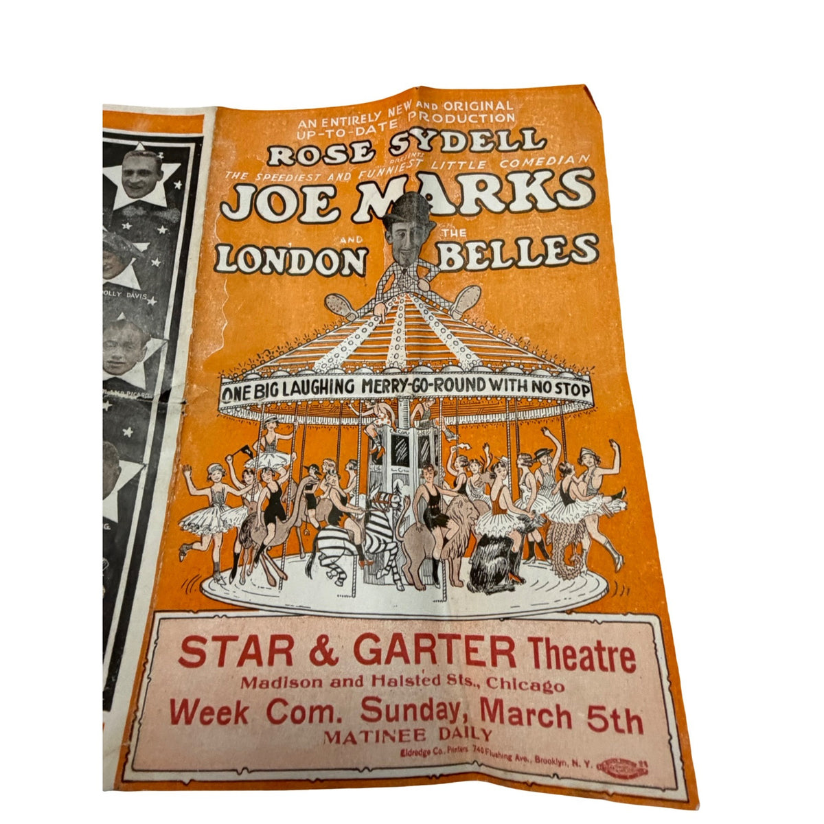 1922 Joe Marks Rose Sydell London Belles Chicago Burlesque Theatre Program