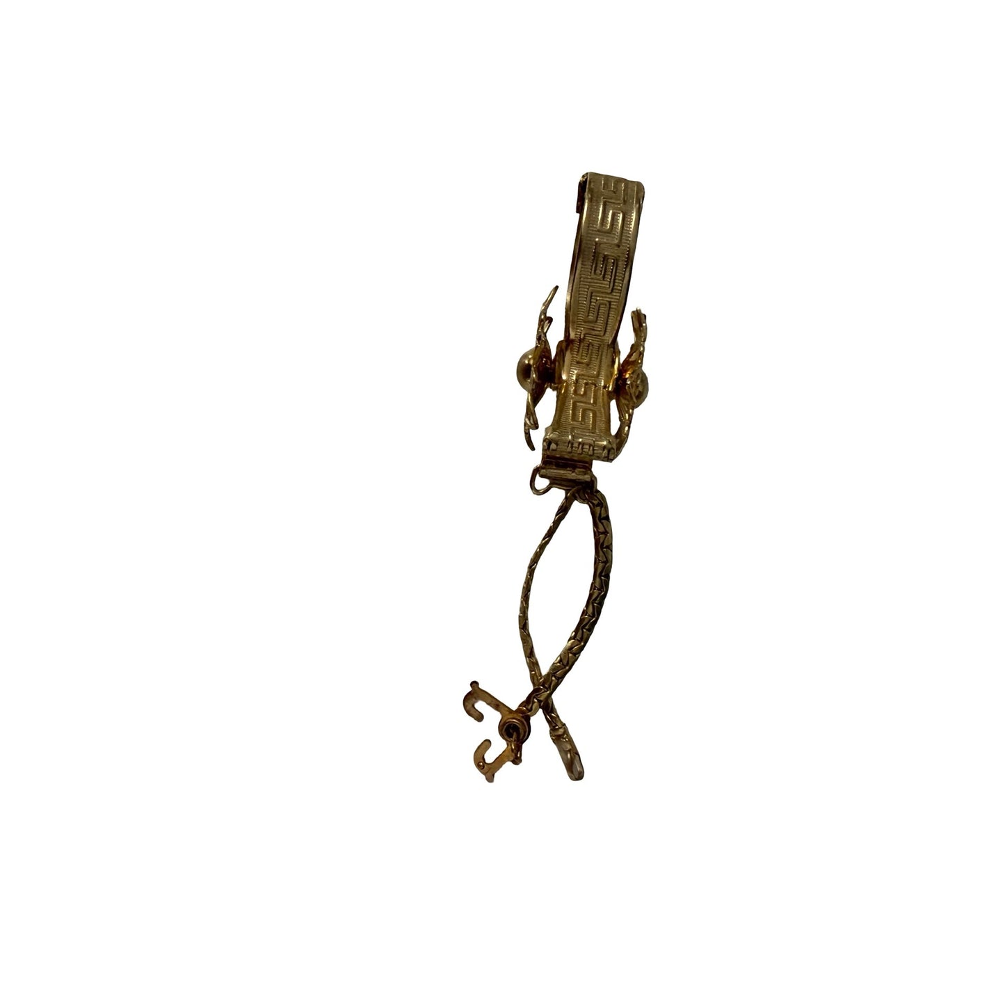Vintage Gold Tone Floral Glove Clip Purse Accessory Mid Century Scarf Holder