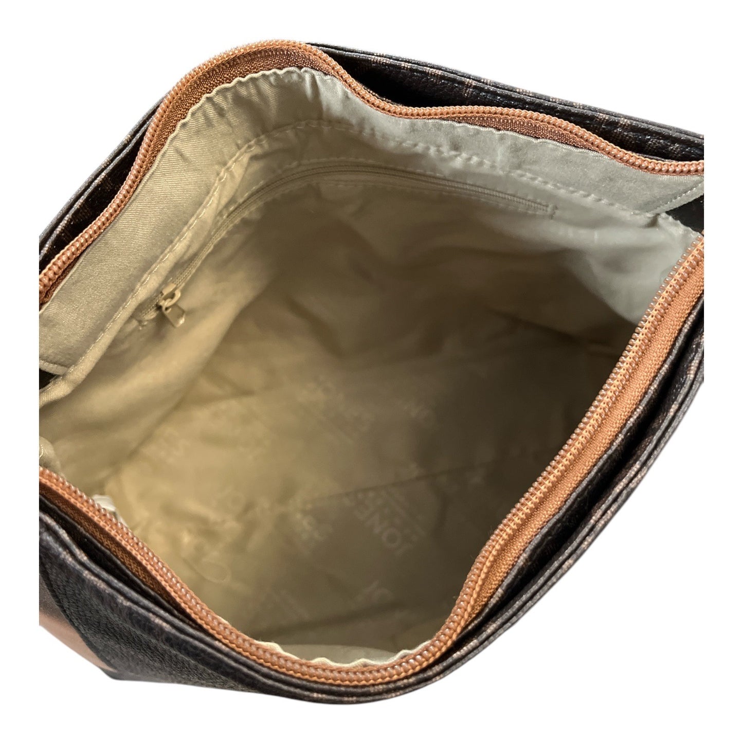 Jones New York Signature Monogram Shoulder Bag Brown Tan JNY Logo NWT