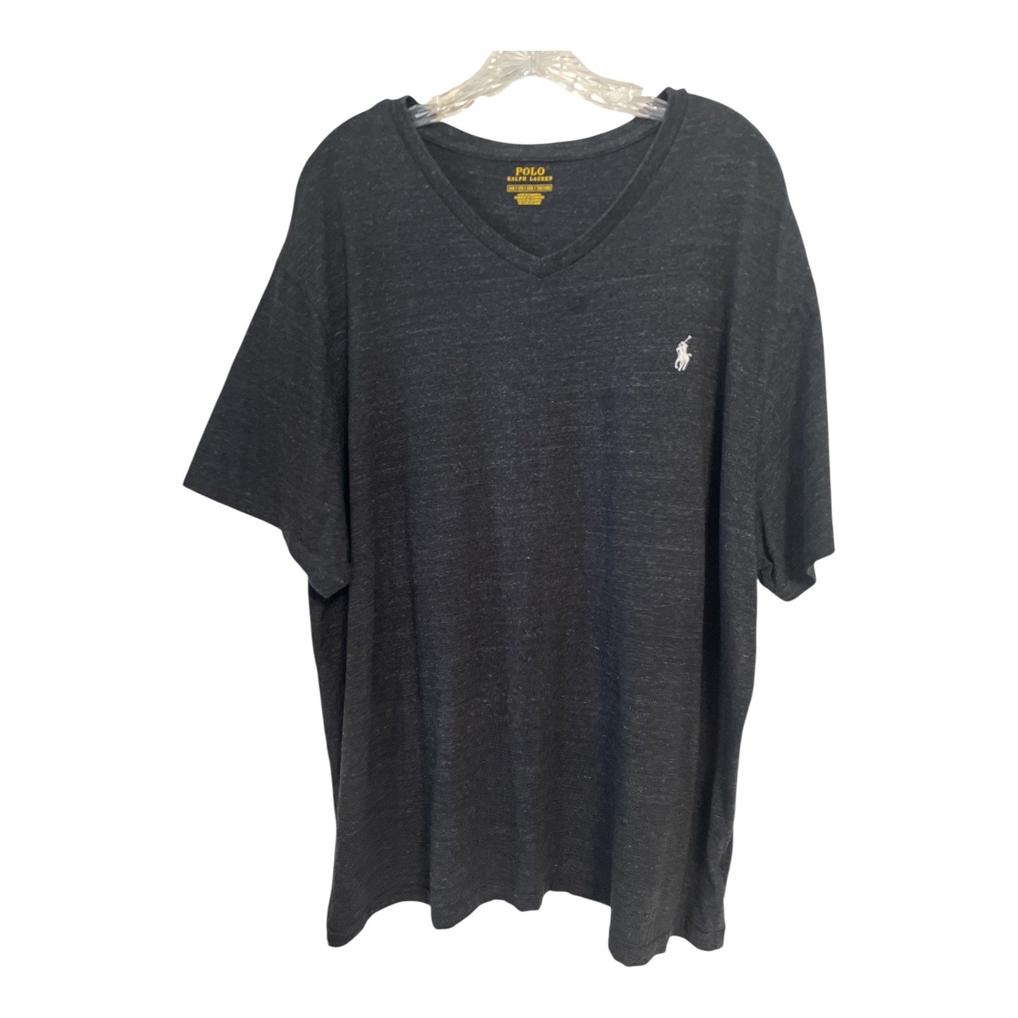 Polo Ralph Lauren Men's 2XB V-Neck T-Shirt – Black Heather – 100% Cotton