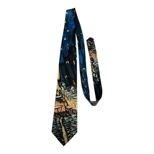Ralph Marlin Van Gogh “A Sidewalk Cafe at Night” Tie 1993 Made in USA 3.75”