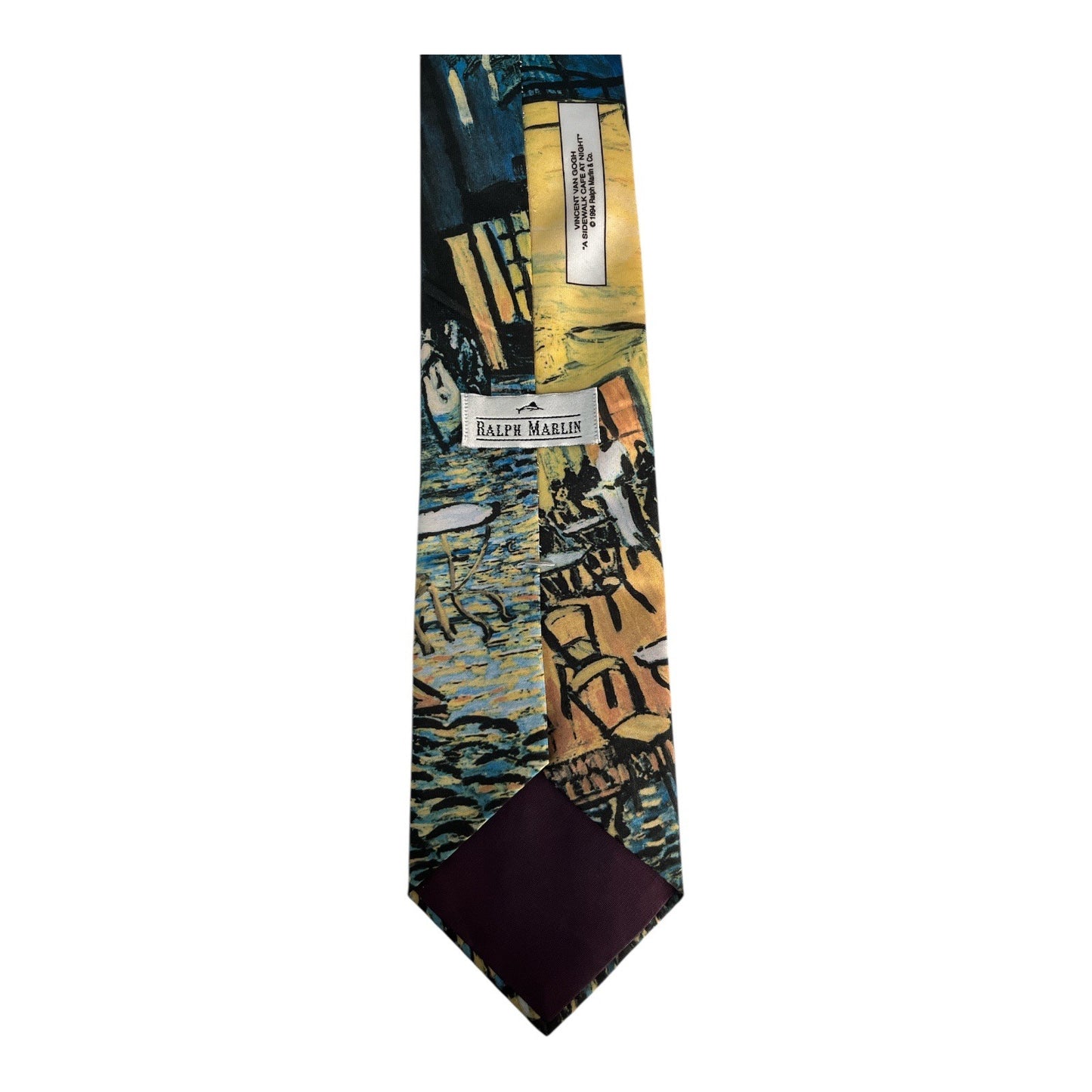 Ralph Marlin Van Gogh “A Sidewalk Cafe at Night” Tie 1993 Made in USA 3.75”