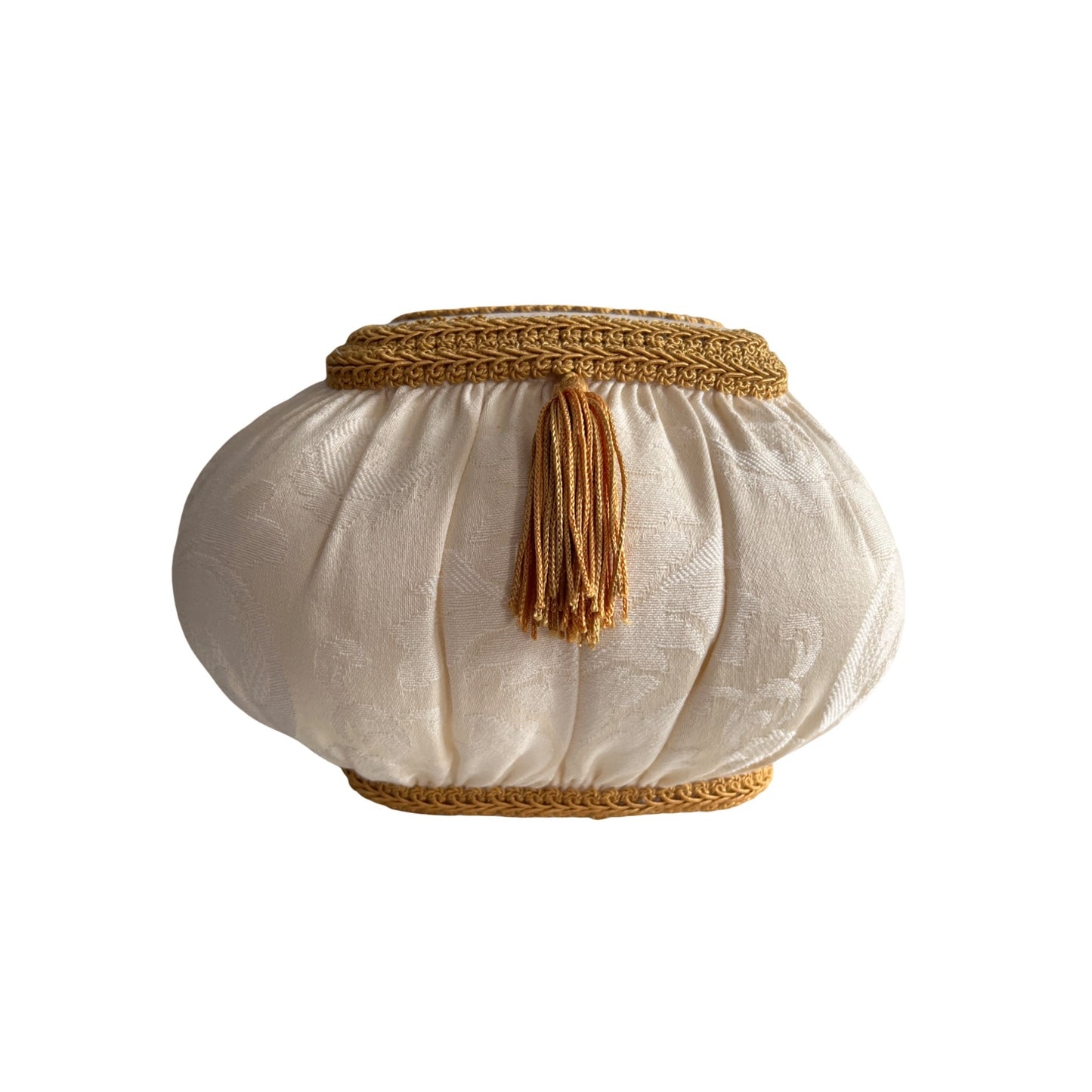 Austin Horn Collection Cream Damask Tissue Box Cover Gold Tassel Vanity Bath Decor
