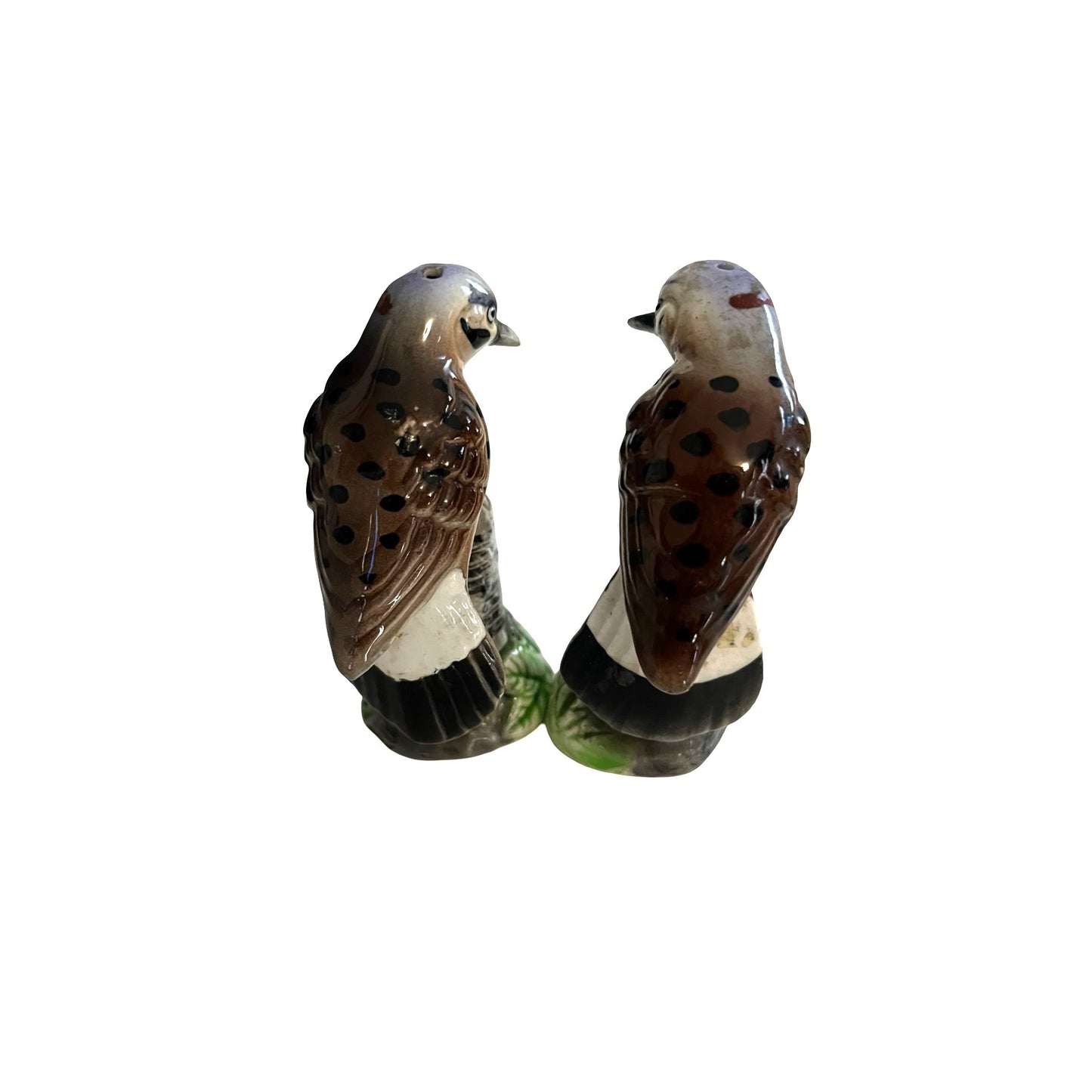 Vintage Flicker Bird Salt Pepper Shakers Japan Ceramic Woodpecker Tree Stump Pair