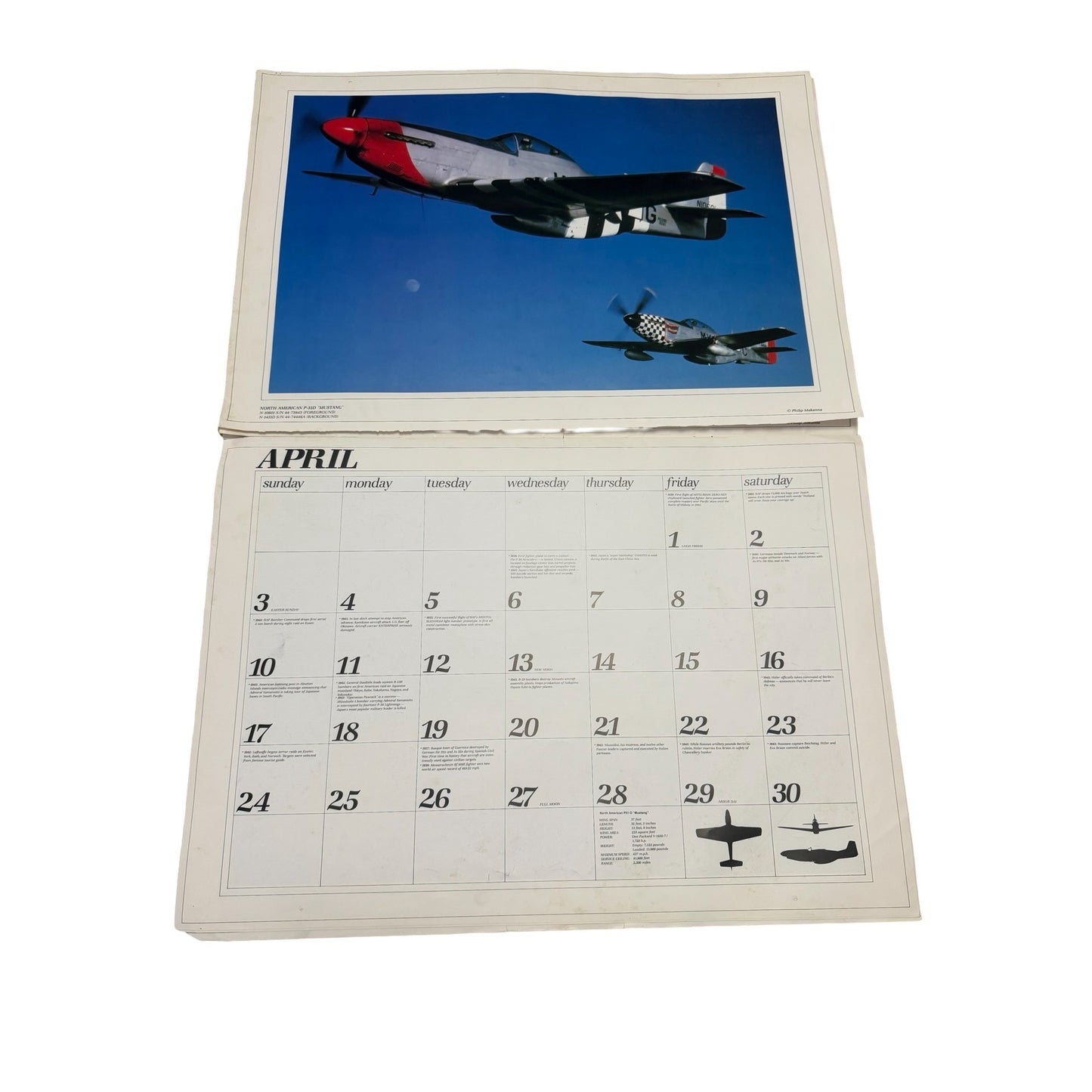 1983 Ghosts A Time Remembered Warbirds Aviation Calendar Partial Philip Makanna 20x28