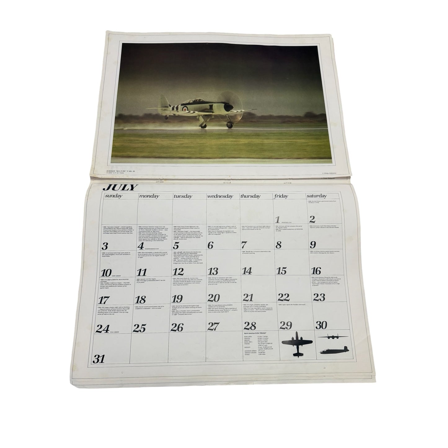 1983 Ghosts A Time Remembered Warbirds Aviation Calendar Partial Philip Makanna 20x28