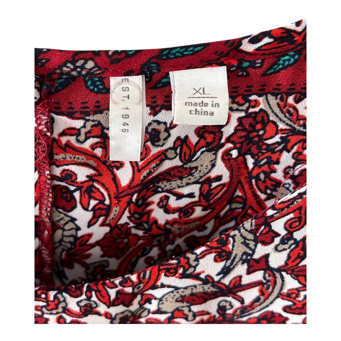EST. 1946 Women’s XL Red Floral Paisley Sleeveless Layered Blouse