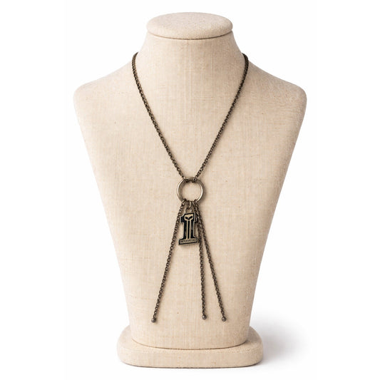 Vintage Harley Davidson #1 Logo Pendant Necklace Gunmetal Chain Biker Jewelry