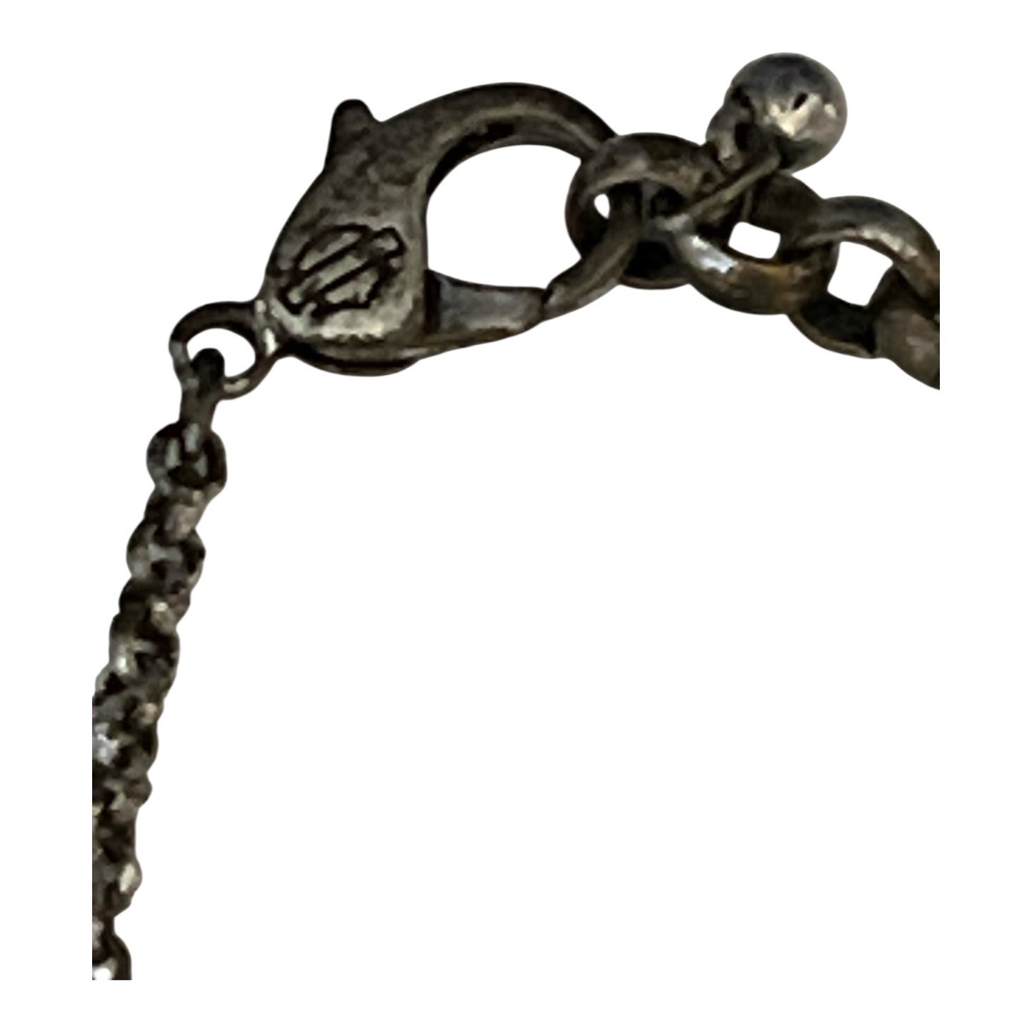 Vintage Harley Davidson #1 Logo Pendant Necklace Gunmetal Chain Biker Jewelry