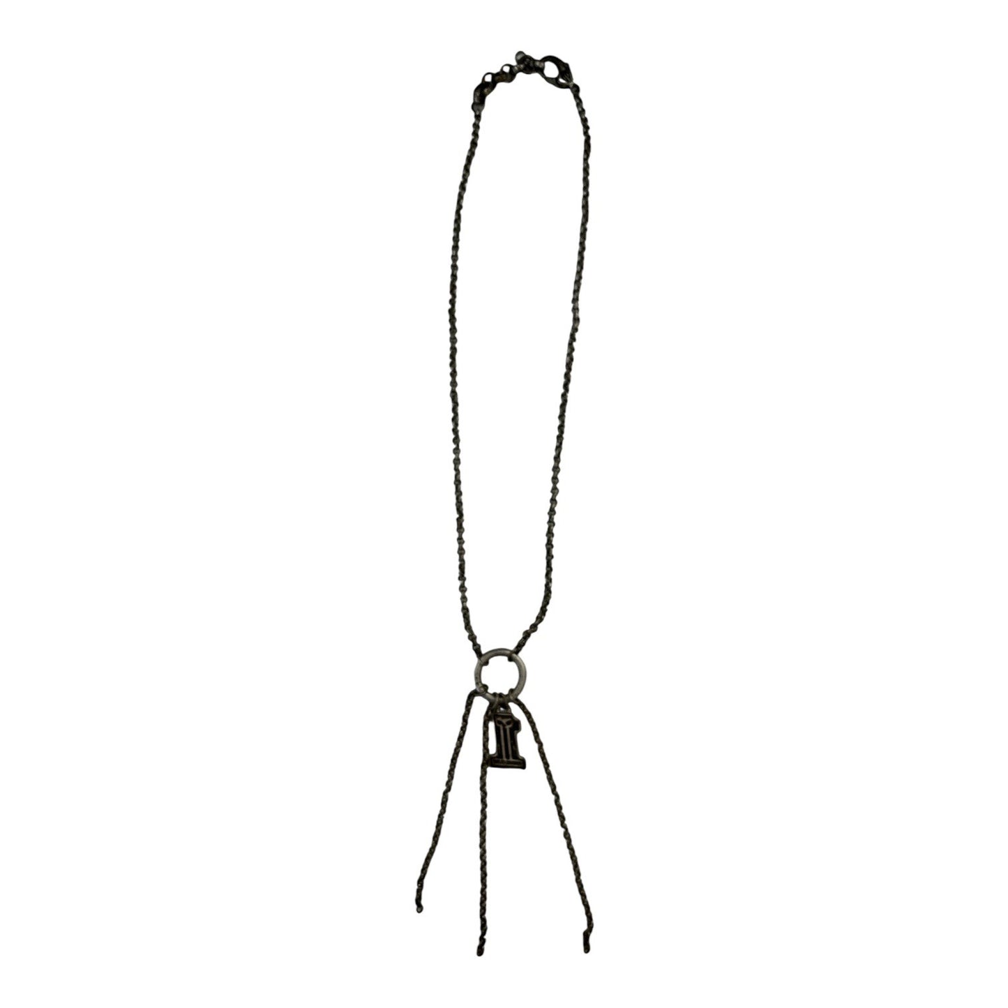 Vintage Harley Davidson #1 Logo Pendant Necklace Gunmetal Chain Biker Jewelry