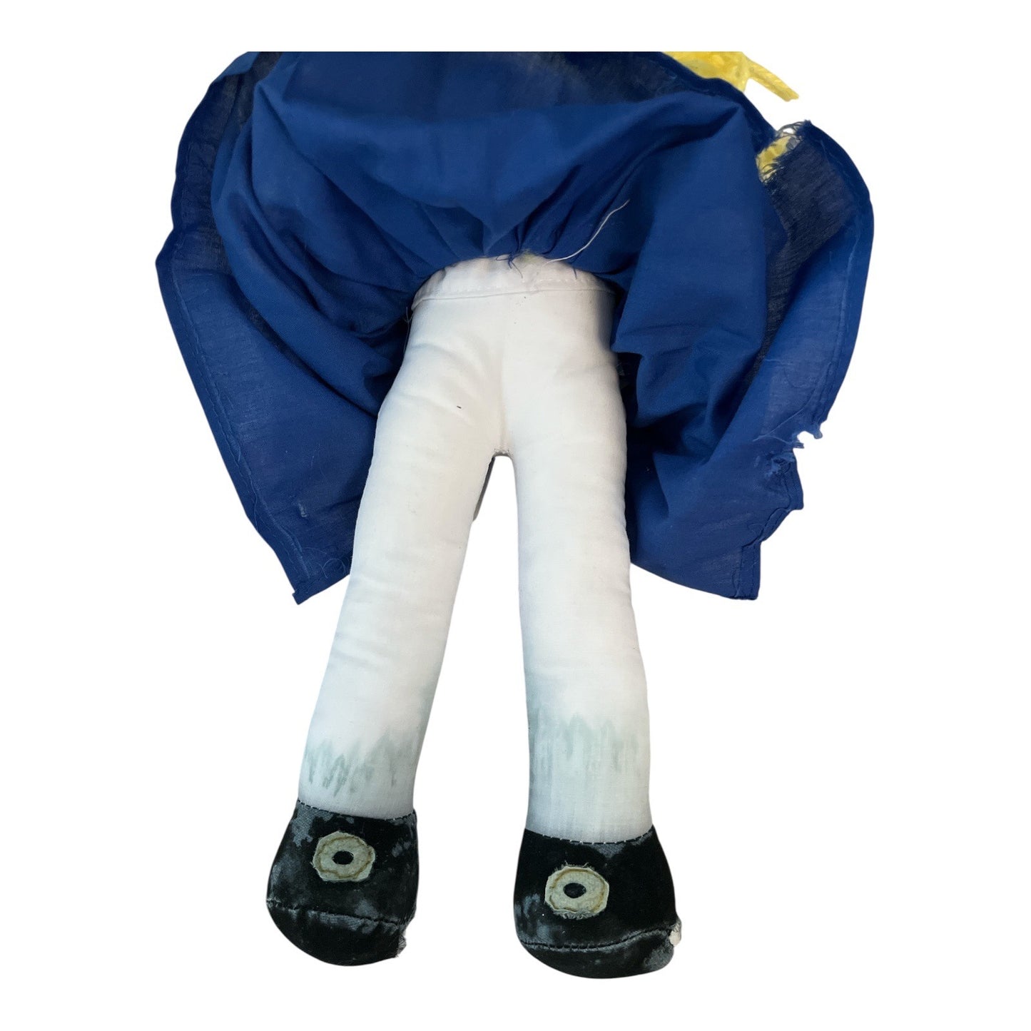 Vintage Swiss Miss Doll – Plush Legs, Yarn Hair, Embroidered Apron – 14” Tall