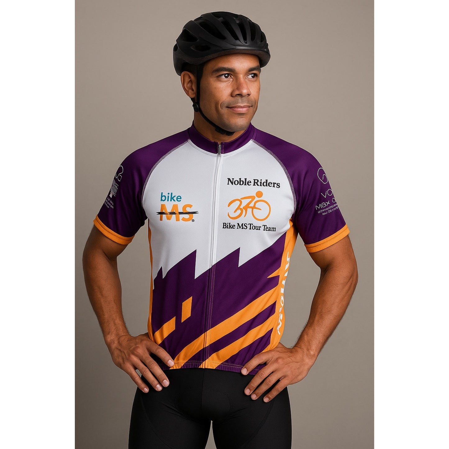 Primal Noble Riders Bike MS Tour Team Cycling Jersey Men’s M Purple Orange White
