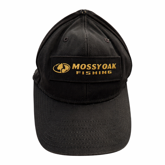Mossy Oak Fishing Black Adjustable Snapback Hat with Raised Silicone Logo – Read