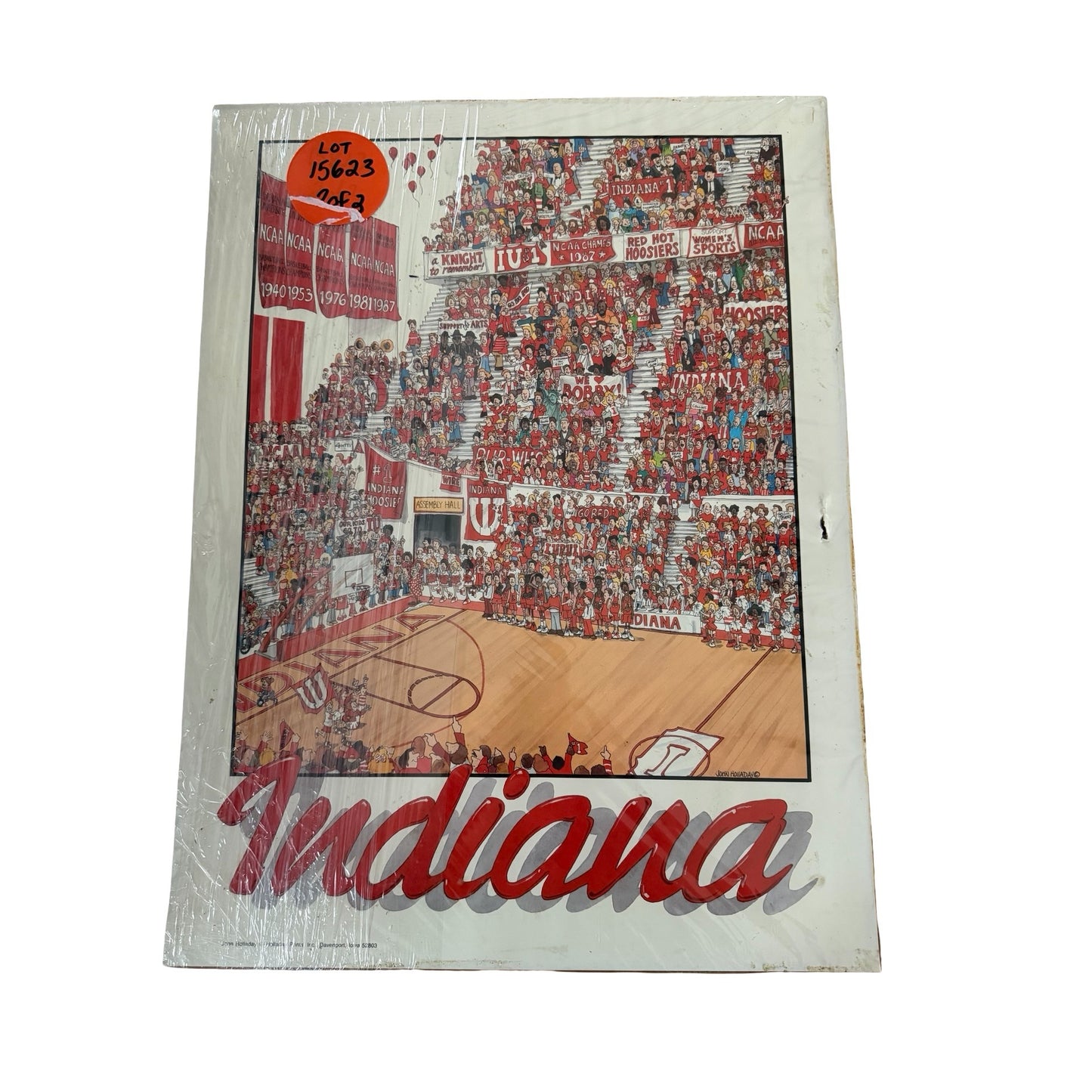 Vintage 1987 Indiana University Assembly Hall Crowd Print John Holladay 18x24 NCAA Championship