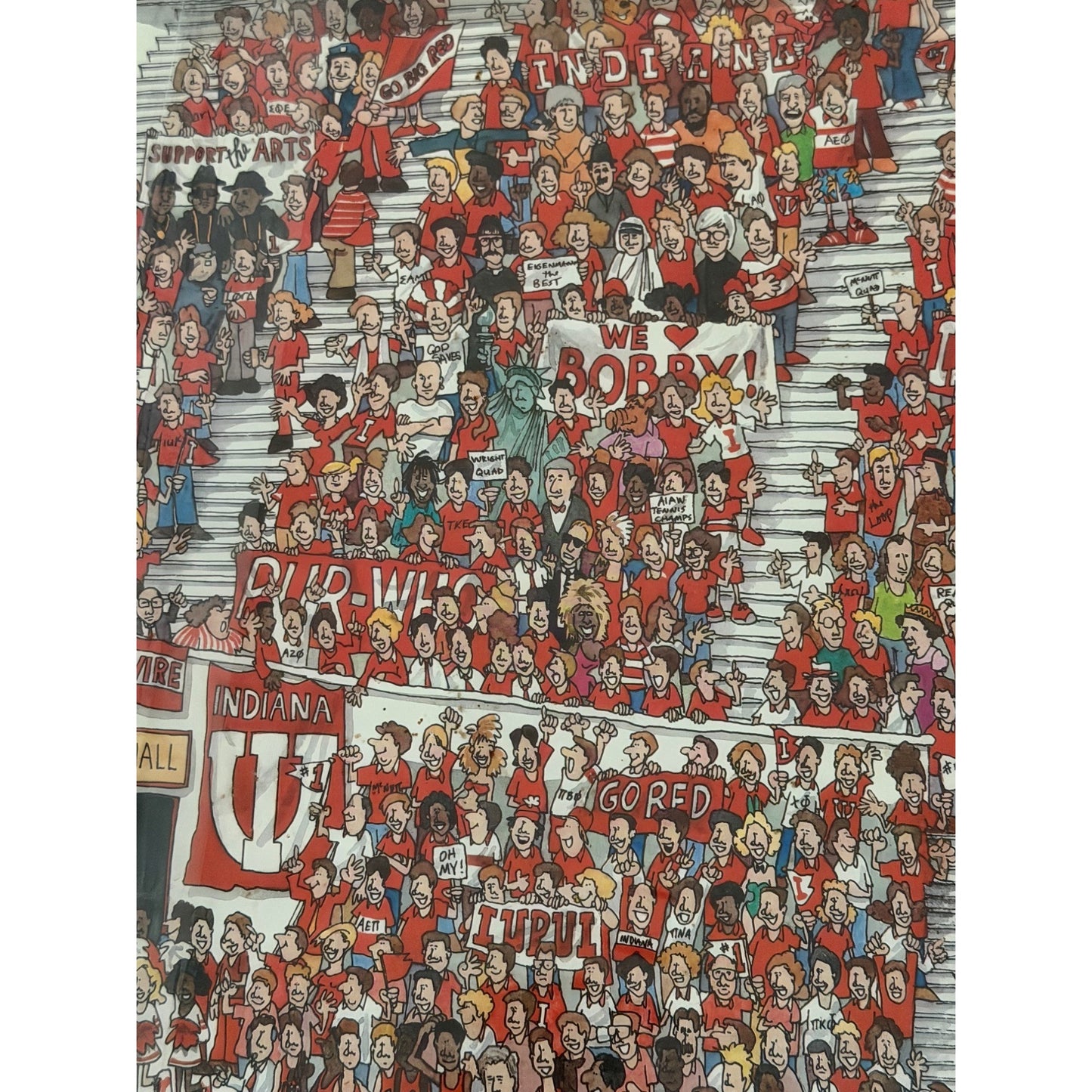 Vintage 1987 Indiana University Assembly Hall Crowd Print John Holladay 18x24 NCAA Championship