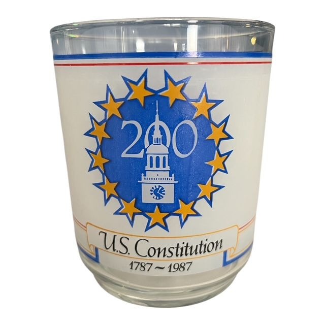 Vintage US Constitution 200th Anniversary We the People Frosted Glass – 1787-1987