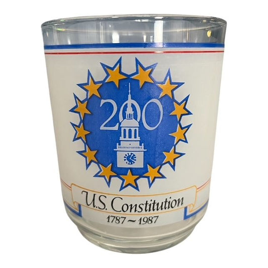 Vintage US Constitution 200th Anniversary We the People Frosted Glass – 1787-1987