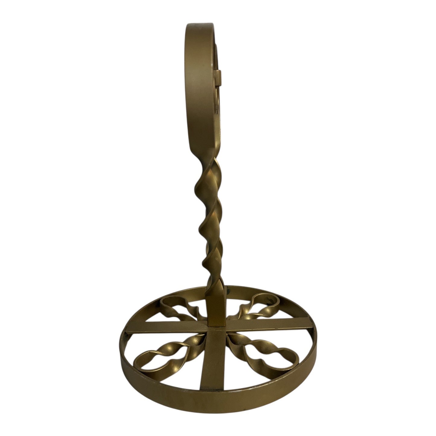 Vintage Brass Tone Metal Teacup Stand Twisted Scroll Decorative Holder