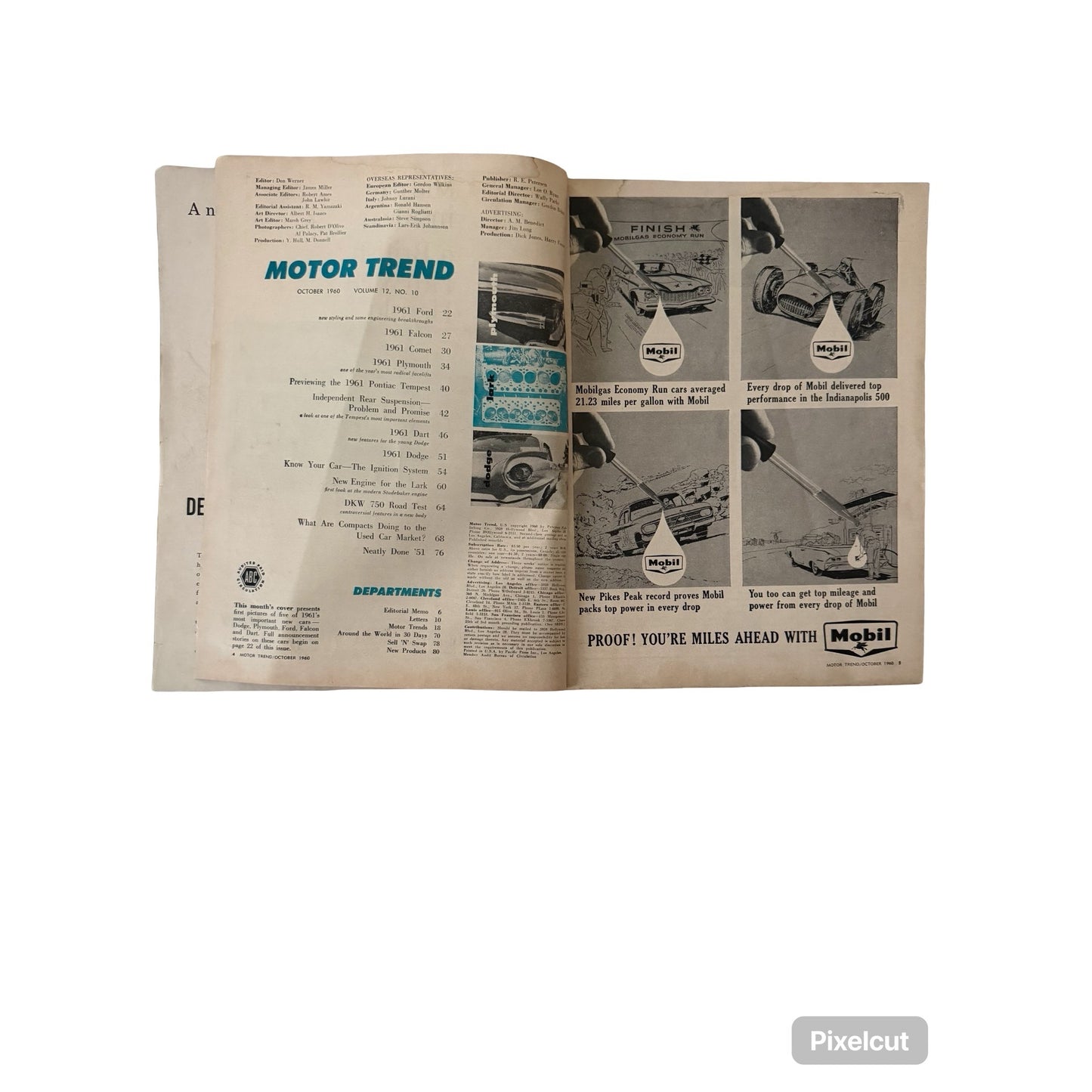 Vintage Motor Trend Magazine Lot 1960 1961 1963 Indy 500 Cars Ford Falcon Tempest Lark