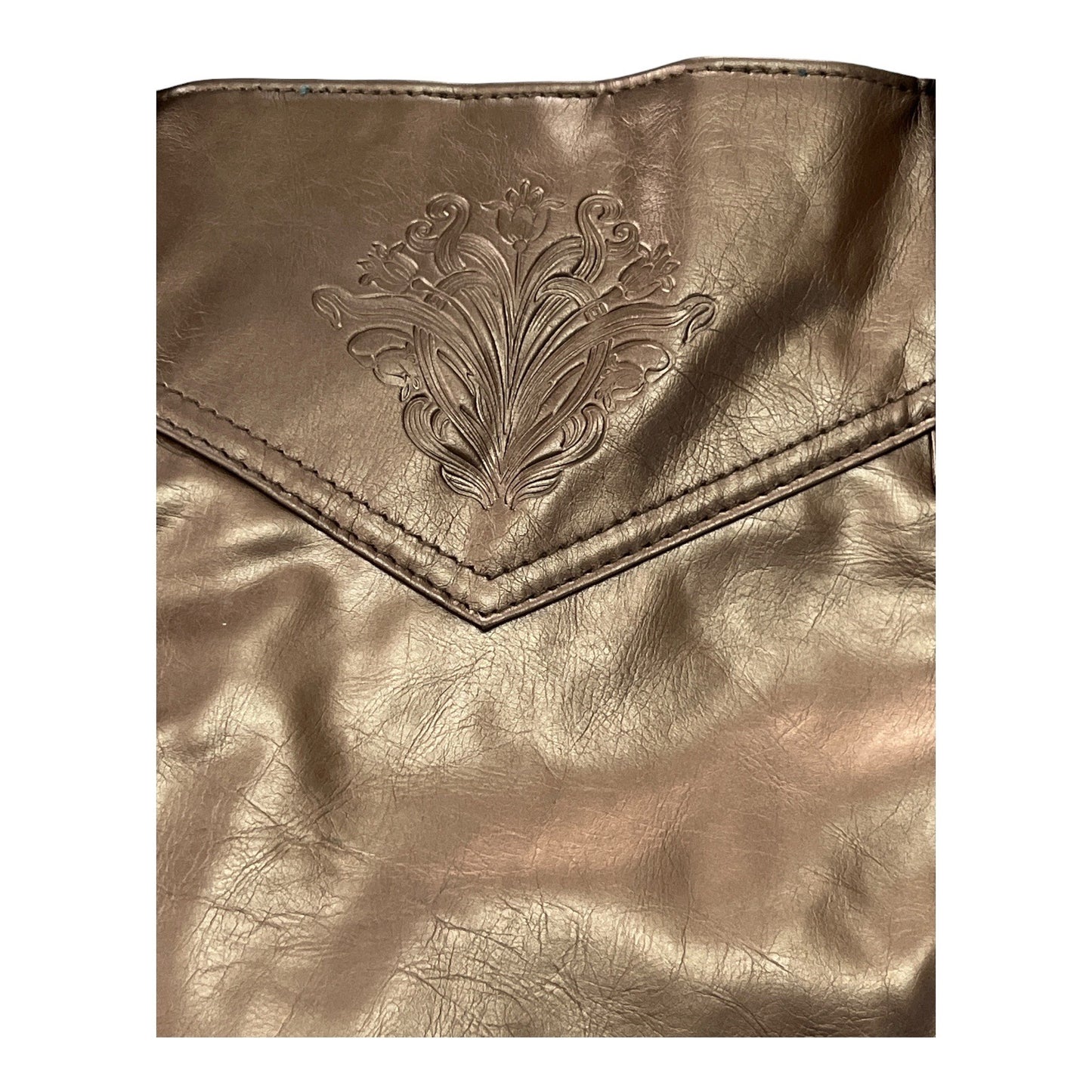 Vintage Nicole Richie Bronze Faux Leather Tote Bag Embossed  Logo NWT