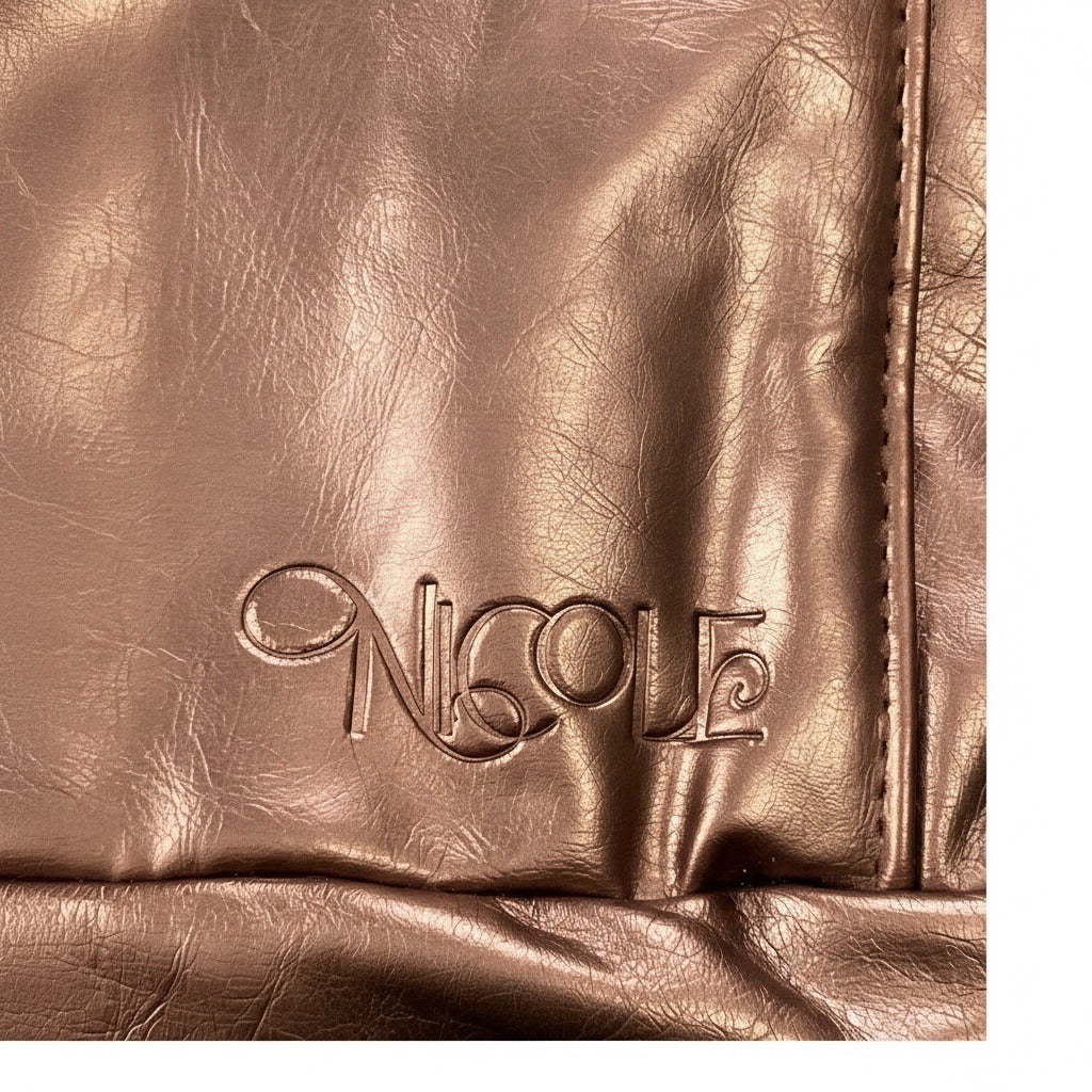 Vintage Nicole Richie Bronze Faux Leather Tote Bag Embossed  Logo NWT