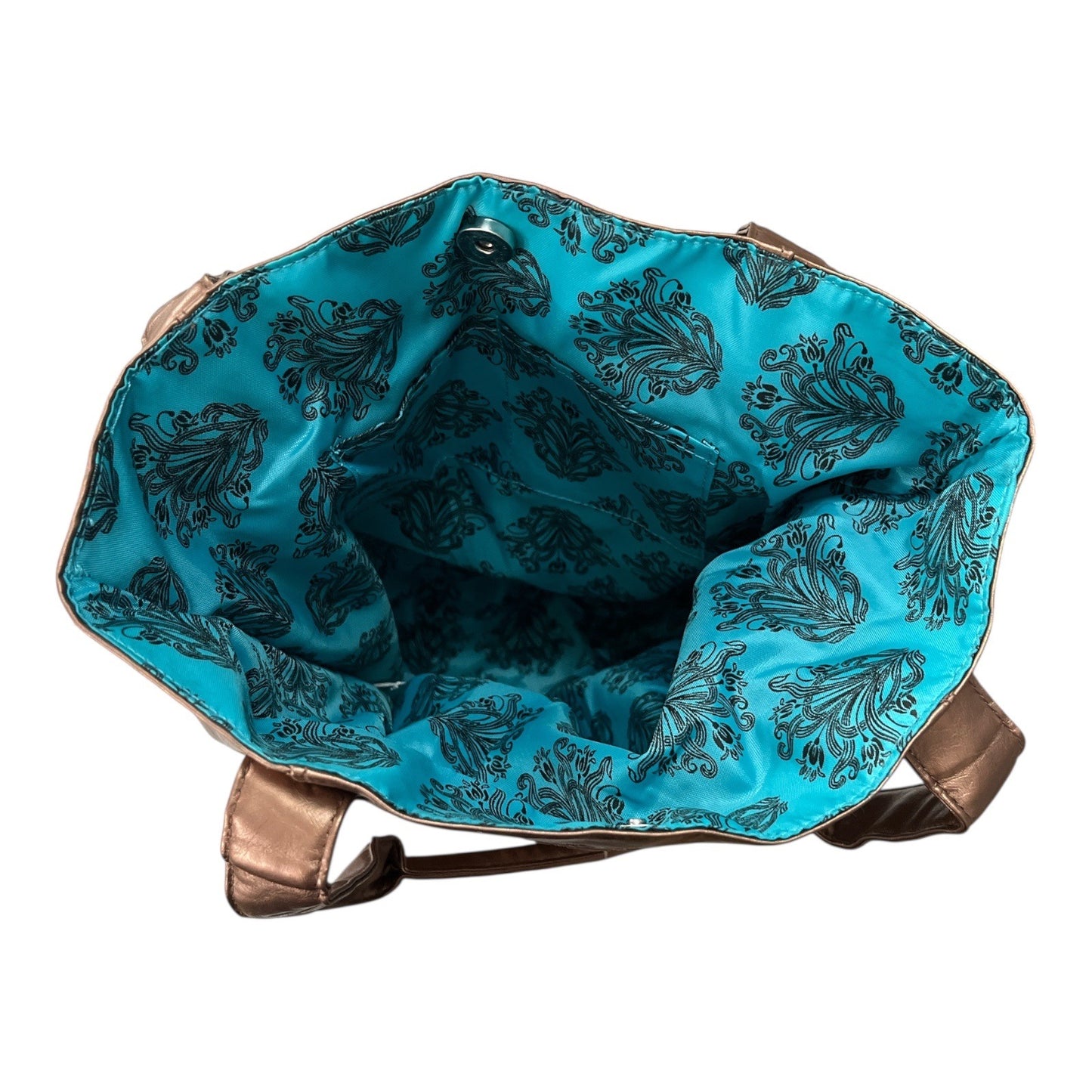 Vintage Nicole Richie Bronze Faux Leather Tote Bag Embossed  Logo NWT