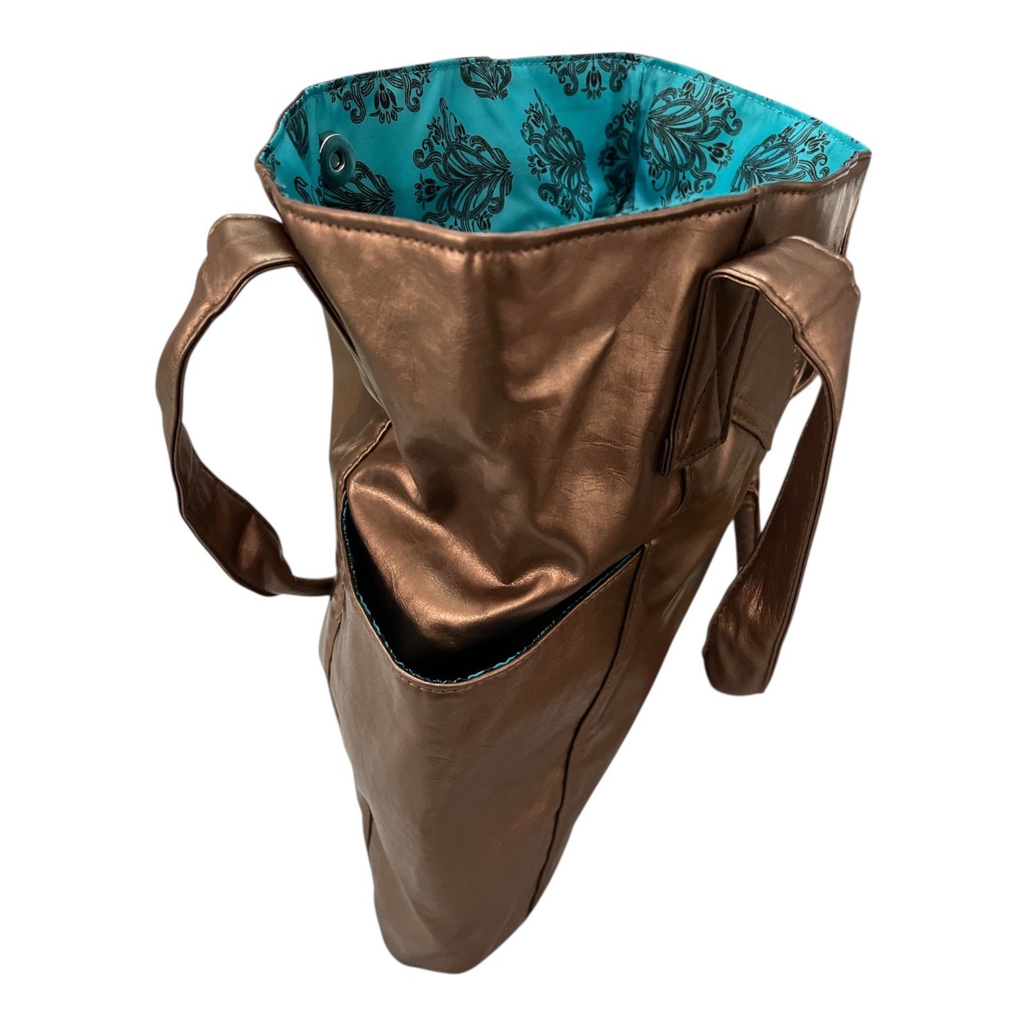 Vintage Nicole Richie Bronze Faux Leather Tote Bag Embossed  Logo NWT